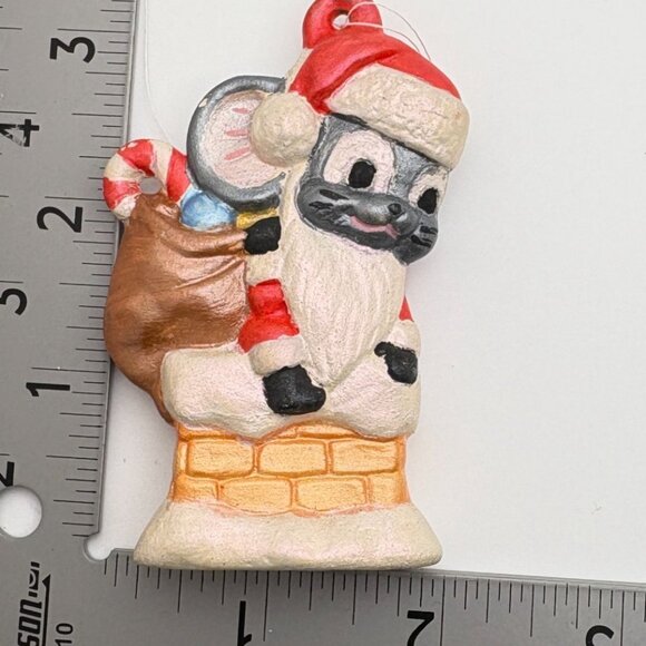 Vintage Santa Claus Mouse Christmas Ornament Stuck in Chimney Hand Painted - Picture 3 of 7